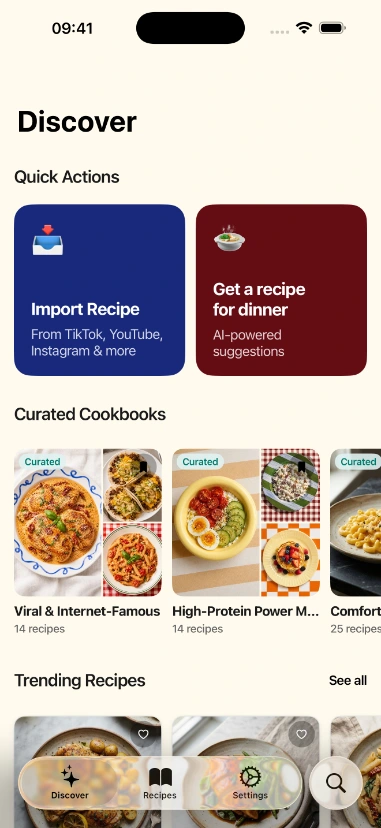 Buttter home screen showing saved recipes
